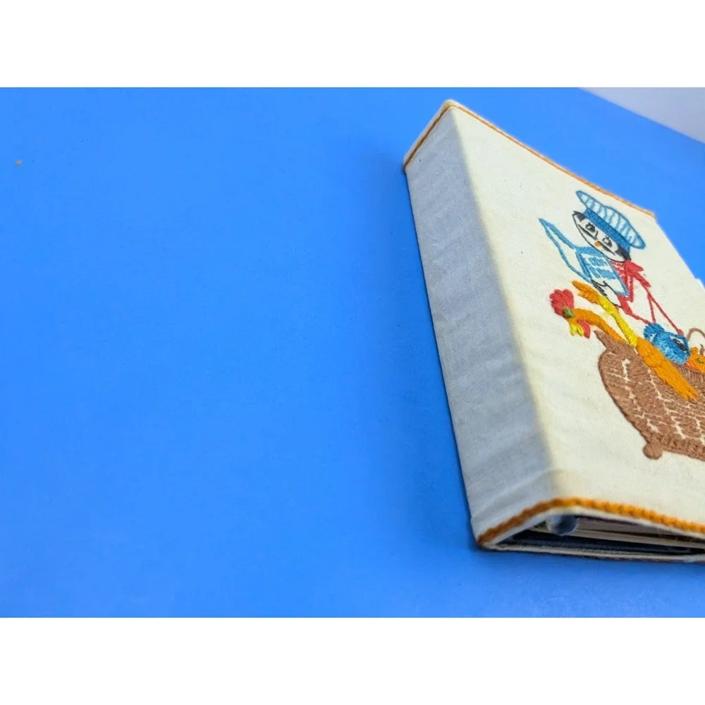 1970s Handwritten Clipped Vintage Retro Recipe Binder Embroidered Cover NYC